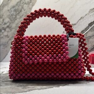 Kate Spade Red and Pink Beaded Handbag
